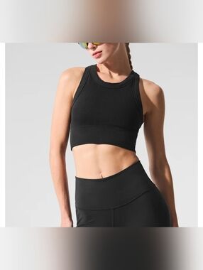 ALO Yoga Black High-Neck Crop Sports Bra